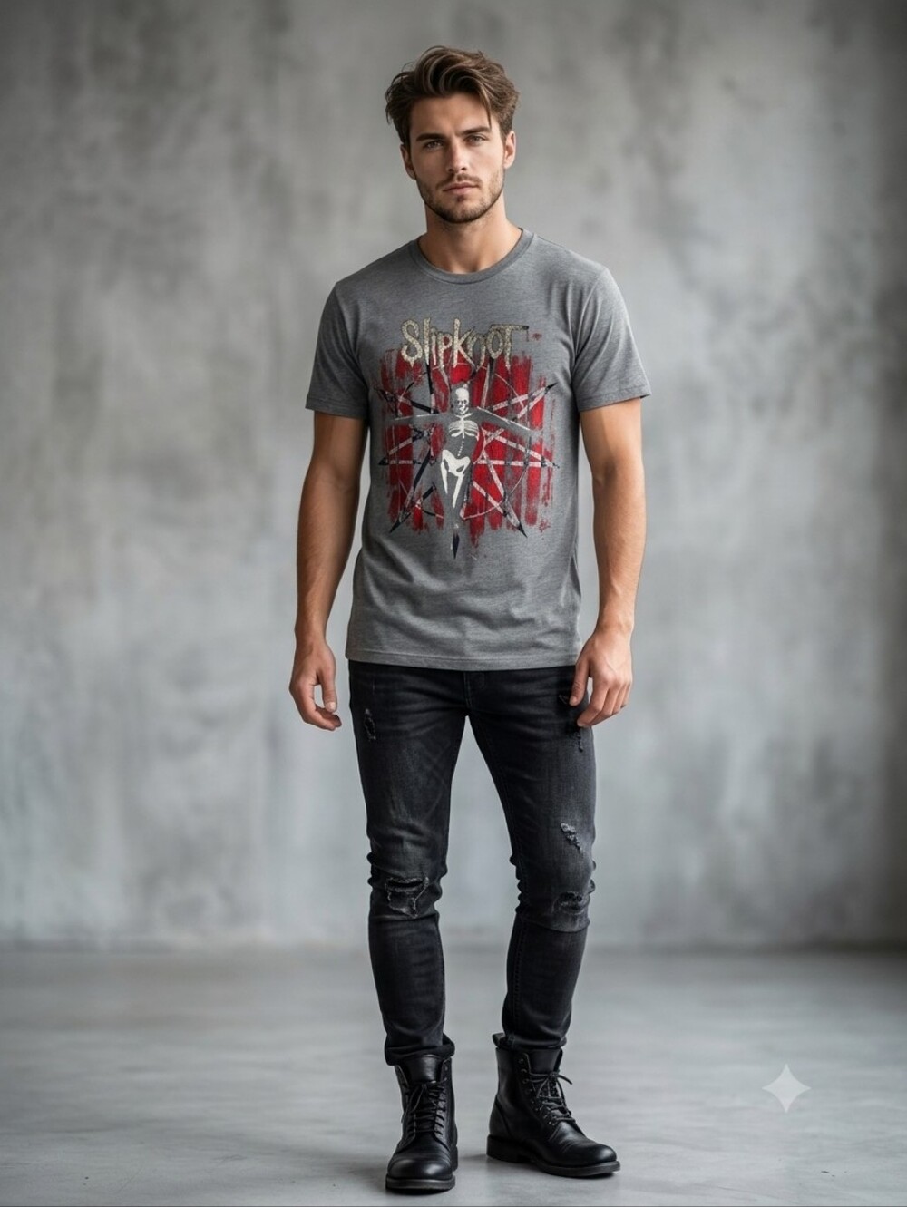 Slipknot Graphic T-Shirt Gray Size Medium